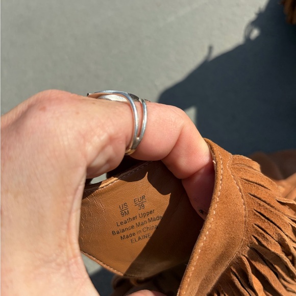 Sam Edelman Elaine Fringe Leather Heels Size 9 Boho Western Sandals - Picture 5 of 6